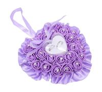 WOFASHPURET Coussin Annulaire Mariage en Mousse et Plastique Pourpre de Cœur Rose Élégant Strass, pour Créer Une Ambiance Romantique Lors Cérémonie
