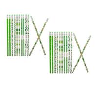 WOFASHPURET Crayons en Bois Fête Saint-patrick Motifs Trèfle à Quatre Feuilles, 24 Pièces, Mine Résistante et Taille-crayon Intégré, pour Étudiants