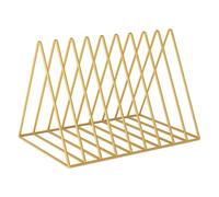 WOFASHPURET Étagère à Dossiers Triangulaire Dorée 9 Cases en Métal, Porte-CD de Bureau Multifonction pour Rangement Vinyle, Livres et Journaux - Organisateur Pratique pour Bureau et Espace