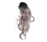 WOFASHPURET Gradient Long Wavy Grey Wig For Women Adjustable Heat Resistant Synthetic Hair Natural Look Curly Wig For Party Cosplay Daily Use
