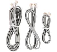 WOFASHPURET Kit de 3 Cordons Téléphoniques 6p6c Rj12 6 Fils Argentés - Rallonge pour Ligne Téléphonique Fixe - Longueurs 0,5 M, 1 M et 2 M - Câble Plat pour Usage Domicile et Bureau