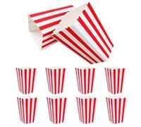 WOFASHPURET Lot de 10 Boîtes de Popcorn en Papier Rouge à Rayures, Conteneurs Classiques pour Snacks et Biscuits, pour Festivals et Cinéma