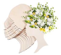 WOFASHPURET Lot de 12 Découpes en Bois Brut Visage de Femme Africaine, Tranches de Bois Polies pour Peinture Diy, Décoration Artisanale Murale, Présent Créatif Femme Afro