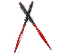 WOFASHPURET Lot De 2 Brosses à Cheveux Rouleau Pour Femmes, Taille 10 Et 12, Manche En Bois Rouge, Poils De Sanglier, Coiffage Bouclé Confortable, Coiffure Maison, Brosse Domestique Ergonomique