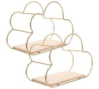 WOFASHPURET Lot de 2 Étagères Murales Flottantes de Nuage en Fer et Bois, Étagères Décoratives pour Salon Cuisine, Ajoutent Espace de Rangement et Affichage D'objets