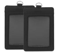 WOFASHPURET Lot de 2 Porte-badges D'identification Noirs Rigides, 3 Compartiments pour Cartes de Travail, Pochettes Transparentes Verticales, sans Lanière, pour Bureau, Personnel et Étudiants