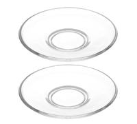 WOFASHPURET Lot de 2 Soucoupes en Verre Transparent Rondes Élégantes, Assiettes à Dessert Polyvalentes en Verre Poli, Prévenant les Éclaboussures pour Tasses à Thé, pour Réunions Réutilisable