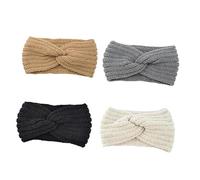 WOFASHPURET Lot De 4 Bandeaux Tissés En Laine Croisés Larges, Serrage-tête Chaud Taille Unique Pour Femme, Bandeaux Tricotés Noués, Accessoires Cheveux Hiver, Cache-oreilles Protecteurs Confortables