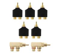 WOFASHPURET Lot de 7 Adaptateurs Répartiteurs Mâle vers Double Femelle à Angle Droit, Connecteurs Plaqués Or en Cuivre pour Audio AV, Répartiteur Audio, Adapté aux Systèmes de Home Cinéma
