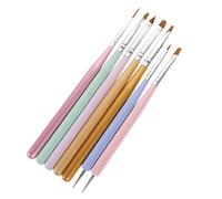 WOFASHPURET Lot De 7 Pinceaux Pour Nail Art Couleur Macaron, Double Tête, Manche En Bois, Stylos Peinture De Manucure, Pour Usage Professionnel Et Débutants, Accessoires Nail Art Décorations Ongles