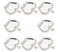 WOFASHPURET Lot de 8 Miroirs Autocollants Couronne Argentée pour Coque de Téléphone, Décorations Diy, Mini Miroirs de Maquillage Portables avec Strass, Accessoires Créatifs pour
