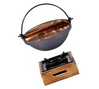 WOFASHPURET Marmite Ménagère en Fer avec Bois, Ustensile Cuisine Antiadhésif pour Cuire Soupe et Délices, Casserole Japonaise pour Cuisson à Domicile