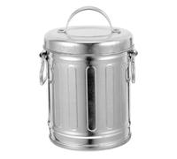 WOFASHPURET Mini Poubelle Métallique avec Couvercle en Fer Galvanisé Argenté, Cendrier de Bureau Vintage Facile à Nettoyer, Décoratif Cuisine et Bureau