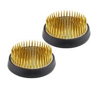 WOFASHPURET Outil de Plantation pour Composition de Fleur 2 Pièces, Base Ronde en Cuivre 3,4 Cm, 61 Aiguilles en Cuivre Robustes, Accessoire de Maintien pour Bouquets et Arrangements Ikebana