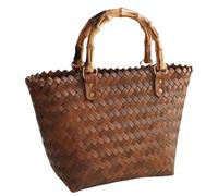WOFASHPURET Paquet à Main Tissé en Paille Vintage Paquet Fourre-tout Moyen Panier de Plage D'été Tressée pour Femme Cabas Artisanal Polyvalent pour Vacances et Shopping