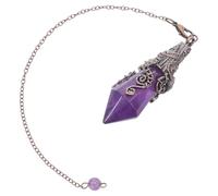 WOFASHPURET Pendentif Cristal Naturel en Pierre Pourpre Hexagonal pour Méditation et Yoga Pierre de Radiesthésie Spirituelle avec Chaîne Perles Bijou Énergétique Femme