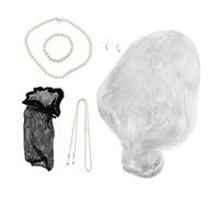 WOFASHPURET Perruque Vieille Dame Grise Pour Femme Kit Déguisement Perruque Argentée Vielle Dame Accessoire