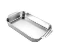 WOFASHPURET Plat Rectangulaire en Acier Inoxydable 41x24x5,3 Cm pour Cuisson Four Répartition Homogène Chaleur et Résistance aux Hautes Températures pour Casseroles et Grillades
