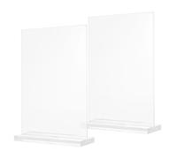 WOFASHPURET Porte-Affiches Double Face A6 Transparent Lot de 2 12,8 X 17,8 CM Support Incliné Vertical pour Affichage Menu Restaurant et Code Qr Bureau Stable Facile à Nettoyer