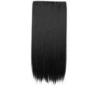 WOFASHPURET Postiches en Cheveux Synthétiques Lisses Longs 2 Pièces 80 Cm Haute Température Clips Extensions pour Volumiser Cheveux Naturels Réutilisables Usage Quotidien