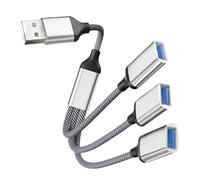 WOFASHPURET Répartiteur USB 3 Ports 1 vers 3 Câble D’Extension USB Argenté Compact Hub Multiport pour Transfert de Données à Haut Débit Adapté Ordinateur et Voiture Multiples