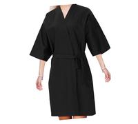 WOFASHPURET Robe Client Salon Noire Ajustable Légère et Respirante Blouse Coiffure Multifonction pour Spa et Barbershop Protection Éclaboussures