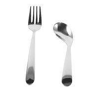WOFASHPURET Set Ustensiles Ergonomiques Inoxydable Cuillère et Fourchette Coudées Glisse pour Personnes Âgées et Patients Aide à Manger Facile et Sécurisée
