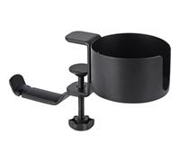 WOFASHPURET Support pour Casque Audio Multifonctionnel en Alliage D'aluminium Porte-gobelet Ajustable et Rotatif pour Bureau Noir Stable et Pratique