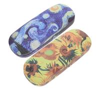 WOFASHPURETÉtui à Lunettes Rigide, Étui Lunettes Vincent van Gogh, 2 Pièces Coque Rigide de Étui, Peinture à Lhuile Motif Cuir Chiffon pour Femmes et Homme