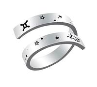 Woffoly Anneau de Zodiaque Gravé Réglable, Chirurgical 316L en Acier Inoxydable Déclaration Signes du Zodiaque Ouvert Anneau de Doigt Réglable,Cadeau D'horoscope pour Femmes Hommes