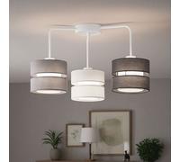 WOFI Deckenleuchte Deckenlampe 3 lampes Textil Gris Blanc L 56 cm [EEK: Non noté]