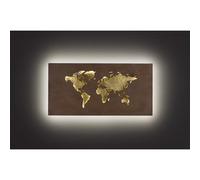 Wofi LED Applique Linda 60x30cm Braun Or Carte Du Monde 26W 1700lm Blanc Chaud