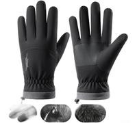 WoFor Gants de ski d'hiver pour homme, écran tactile, thermiques, imperméables, coupe-vent, avec doublure en polaire, poignée en silicone et poignet réglable pour l'équitation par temps froid (L épais