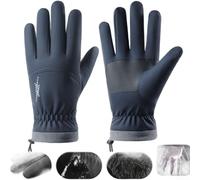 WoFor Gants de ski d'hiver pour homme, écran tactile, thermiques, imperméables, coupe-vent, avec doublure en polaire, poignée en silicone et poignet réglable pour l'équitation par temps froid (taille