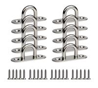 WOFTD 10Pack 304 crochets d'anneau de crochet de plafond en acier inoxydable 1. 8 pouces plaque il de type bande M5 avec crochet ferm gremen