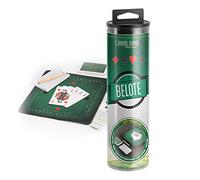 WOGAMAT - Game Tubes Belote - Kit Complet pour Jeu de Belote avec Tapis Antidérapant en Néoprène + Jeu 32 Cartes + Bloc de Feuilles de Score et Crayon