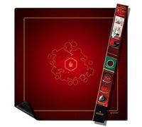 WOGAMAT Grand Tapis de Jeu Neoprene XL Rouge 92 x 92 cm pour Jeux de Cartes, Jeux de Dés, Jeux de Société - Néoprène Silencieux, épais, Lavable et antidérapant. Finition Luxe. Tapis multijeux