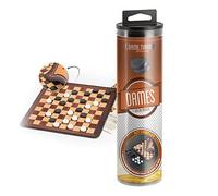 WOGAMAT - Kit Complet pour Jeu de Dames - Tapis Double Face en Néoprène, Damier et Jeu du Moulin + 40 Pions en Bois + Livret de Règles