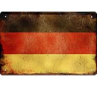 WOGEKA ART Plaque rétro en tôle - Drapeau de l'Allemagne - Inscription humoristique - Idée de cadeau d'anniversaire de Noël - 20 x 30 cm - Design vintage en métal 1181