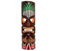 Wogeka - Masque mural TIKI Maori coloré de 50 cm - Style néo-zélandais en bois comme idée de cadeau pour Noël, anniversaire - Sculpture faite à la main de Bali (TIKIB06)