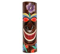 Wogeka - Masque mural TIKI Maori coloré de 50 cm - Style Nouvelle-Zélande en bois comme idée cadeau pour la décoration d'anniversaire de Noël - sculpture artisanale de Bali (TIKIB05)