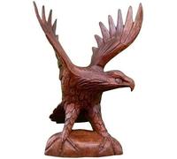 Wogeka Sculpture d'aigle, 20 cm, couleur bois, oiseau de proie, en bois, sculptée à la main, en bois de soar, figurine animale aigle 01