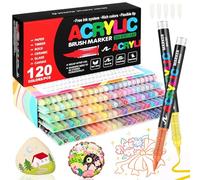 WOGOPRO 120 Couleurs Feutre Acrylique, Marqueur Acrylique, Liquide Direct Acrylic Paint Marker, Stylo Acrylic pour Coloriage, Calligraphie, Bois, Pierre, Toile, Céramique