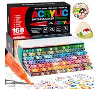 WOGOPRO 168 Couleurs Feutre Acrylique, Marqueur Acrylique, Liquide Direct Acrylic Paint Marker, Stylo Acrylic pour Coloriage, Calligraphie, Bois, Pierre, Toile, Céramique