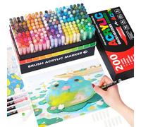 WOGOPRO 200 Couleurs Feutre Acrylique, Marqueur Acrylique, Liquide Direct Acrylic Paint Marker, Stylo Acrylic pour Coloriage, Calligraphie, Bois, Pierre, Toile, Céramique