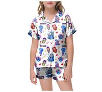 WOGOYO Satin Pyjama Ensemble Enfants, KP_OP D-Demons H_Hu_nters Filles Garçon Pyjama Ensemble à Manches Longues,Satin De Soie Bouton vers Le Bas Vêtements