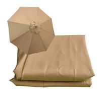 WOGTITYI Toile De Rechange De Parasol Jardin À 6/8 Baleines, Housse De Rechange 200cm 270cm 300cm, pour Jardin, Terrasse, Cour, Plage, Piscine, Marché(Épaisseur:Khaki,Size:3.0m-6 Baleines)
