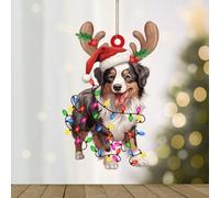 WoGuangis Berger australien Décoration de Noël en acrylique Cadeau pour les amoureux des chiens Décoration d'arbre de Noël Berger australien Lanternes Bois de Noël Décoration de sapin de Noël Souvenir