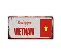 WoGuangis Décoration murale Vietnam - Plaque en métal « Proud to Be from Vietnam » - Motif drapeau national - Souvenir de la ville - Pour cuisine, chambre à coucher, porche - 30,5 x 15,2 cm