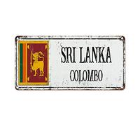 WoGuangis Plaque décorative murale en métal du Sri Lanka - Drapeau national du Sri Lanka de Colombo - Cadeau souvenir de campagne - Plaque en métal vintage pour salon - 30,5 x 15,2 cm - Cadeau de